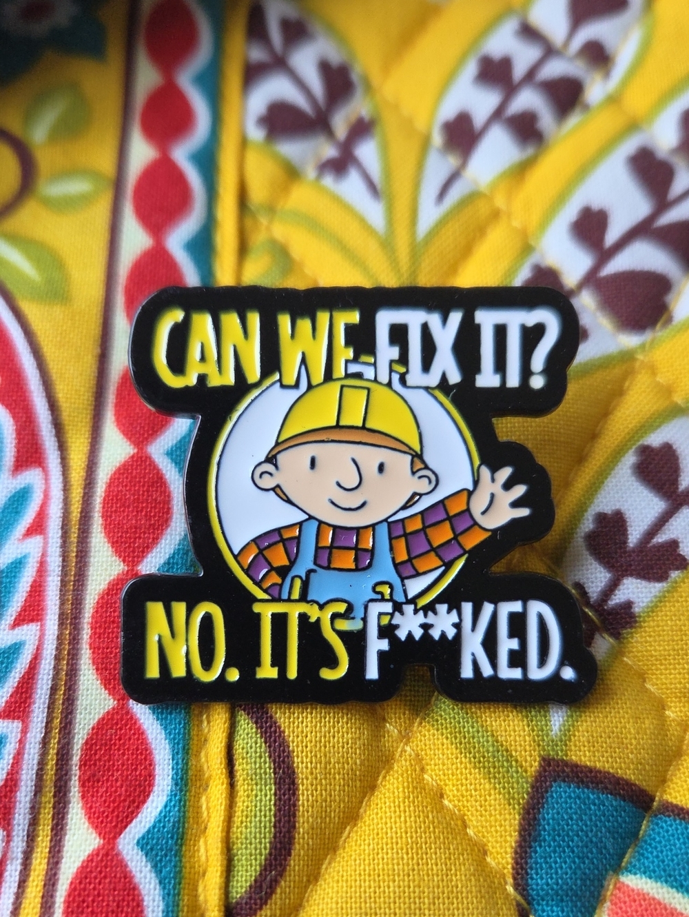 Yellow Construction Character Enamel Pin – Men’s Accessory